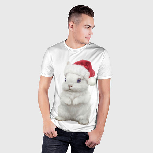 Мужская спорт-футболка Рождественский крольчонок / 3D-принт – фото 3