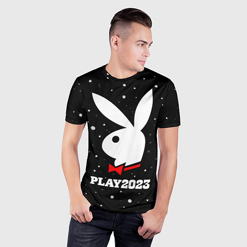 Мужская спорт-футболка Кролик плей 2023 / 3D-принт – фото 3