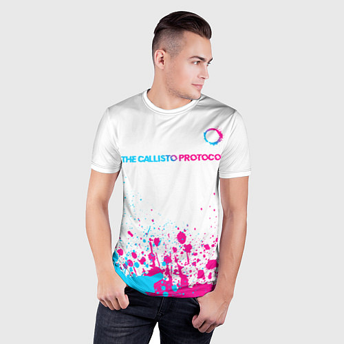 Мужская спорт-футболка The Callisto Protocol neon gradient style: символ / 3D-принт – фото 3