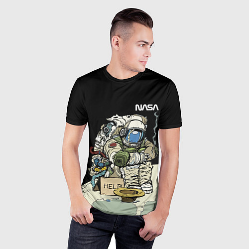 Мужская спорт-футболка NASA - Help! Astronaut - Joke / 3D-принт – фото 3