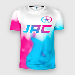 Футболка спортивная мужская JAC neon gradient style: символ сверху, цвет: 3D-принт