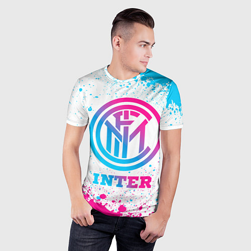 Мужская спорт-футболка Inter neon gradient style / 3D-принт – фото 3