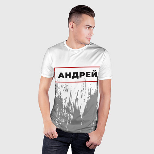 Мужская спорт-футболка Андрей - в красной рамке на светлом / 3D-принт – фото 3