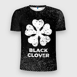 Футболка спортивная мужская Black Clover с потертостями на темном фоне, цвет: 3D-принт