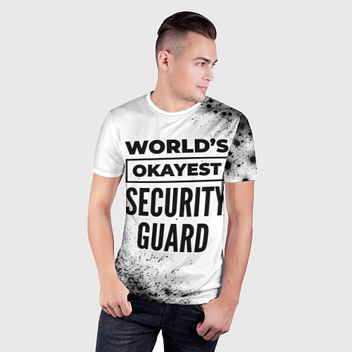 Мужская спорт-футболка Worlds okayest security guard - white / 3D-принт – фото 3