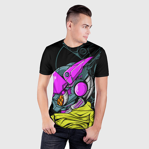 Мужская спорт-футболка Киберпанк робот в куртке / 3D-принт – фото 3