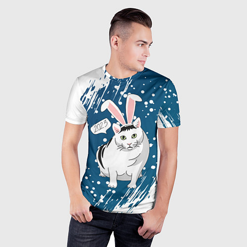 Мужская спорт-футболка Новогодний кот Бендер - 2023 / 3D-принт – фото 3