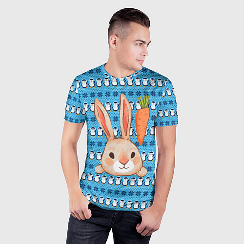 Мужская спорт-футболка Заяц и морковка / 3D-принт – фото 3