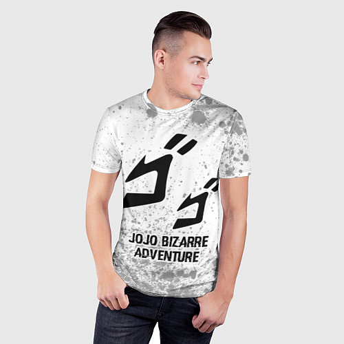 Мужская спорт-футболка JoJo Bizarre Adventure glitch на светлом фоне / 3D-принт – фото 3