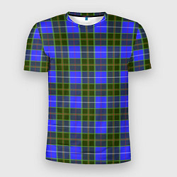 Футболка спортивная мужская Ткань Шотландка сине-зелёная, цвет: 3D-принт