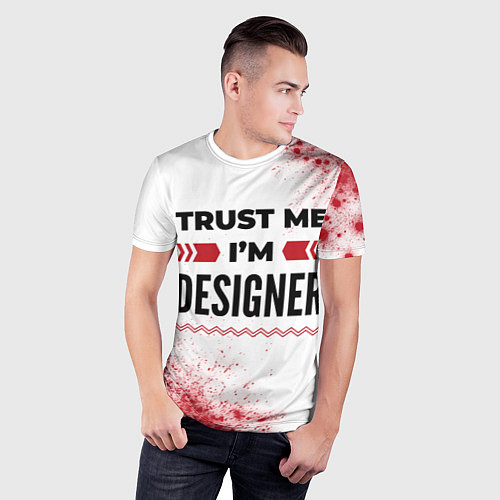 Мужская спорт-футболка Trust me Im designer white / 3D-принт – фото 3