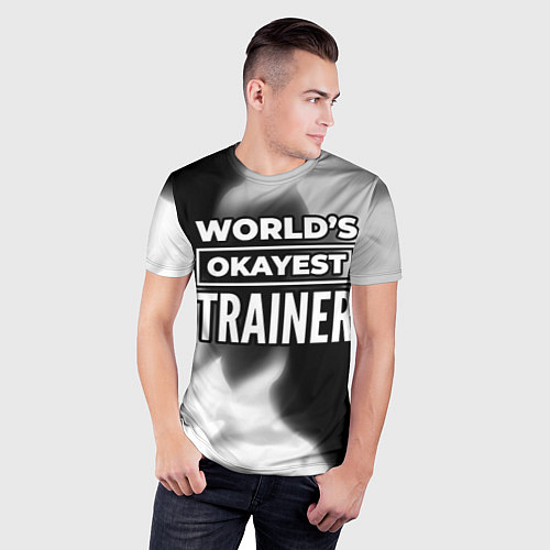 Мужская спорт-футболка Worlds okayest trainer - dark / 3D-принт – фото 3