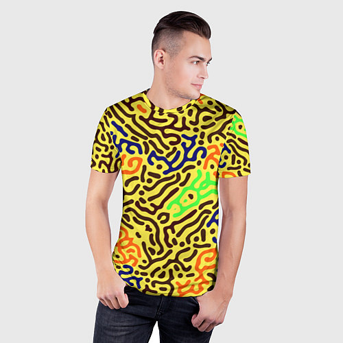 Мужская спорт-футболка Абстрактные кислотные полосы / 3D-принт – фото 3