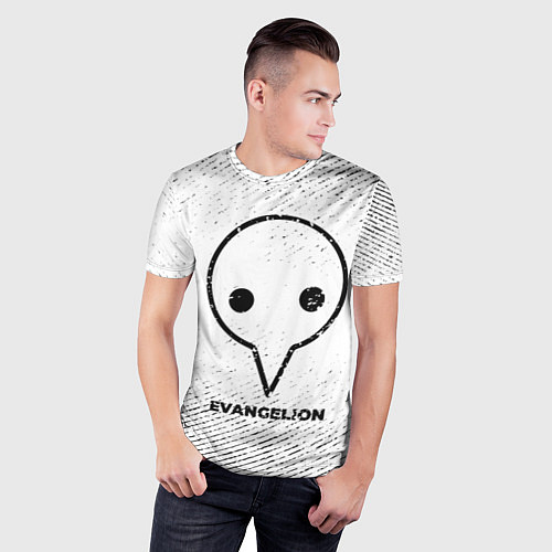 Мужская спорт-футболка Evangelion с потертостями на светлом фоне / 3D-принт – фото 3