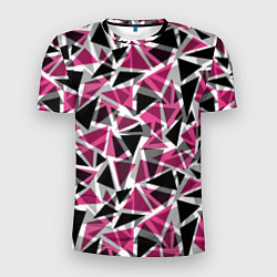 Мужская спорт-футболка Геометрический абстрактный узор в вишнево серых и