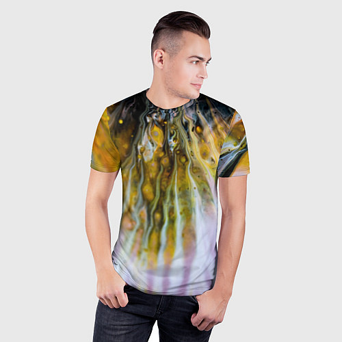 Мужская спорт-футболка Красочные абстрактные волны и линии / 3D-принт – фото 3