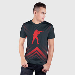 Футболка спортивная мужская Красный символ Counter Strike на темном фоне со ст, цвет: 3D-принт — фото 2