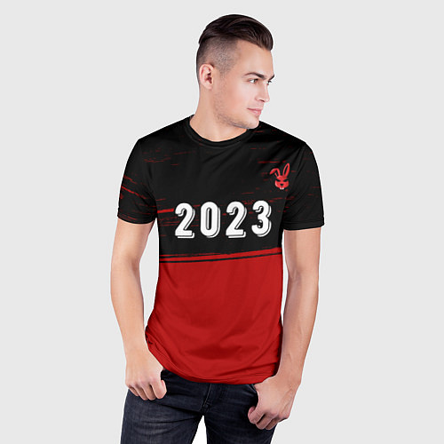 Мужская спорт-футболка 2023 Кролик суровый: символ сверху / 3D-принт – фото 3