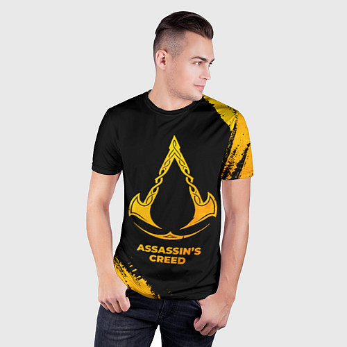 Мужская спорт-футболка Assassins Creed - gold gradient / 3D-принт – фото 3