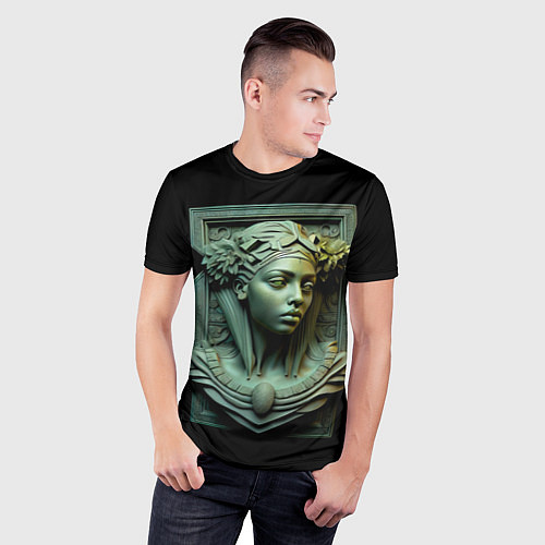 Мужская спорт-футболка Нейросеть - барельеф античной девушки / 3D-принт – фото 3