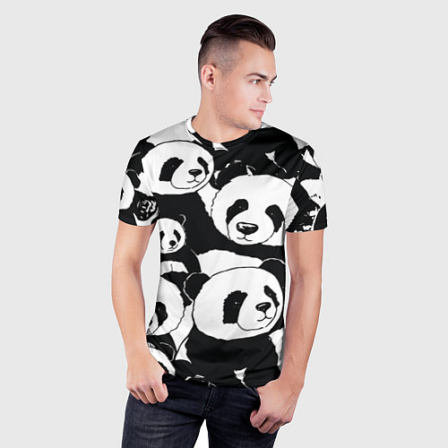 Мужская спорт-футболка С пандами паттерн / 3D-принт – фото 3