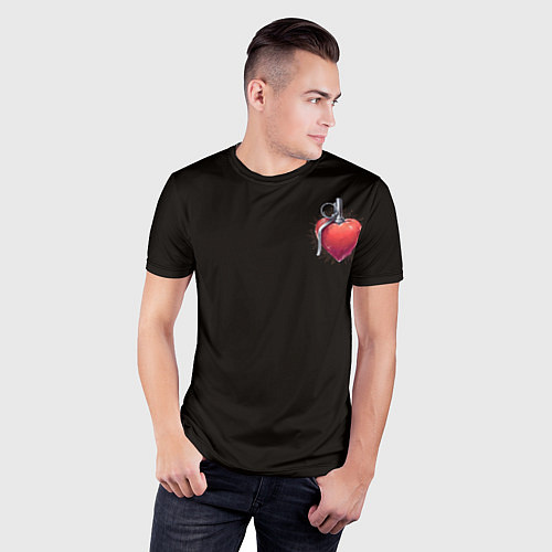 Мужская спорт-футболка Сердце - граната / 3D-принт – фото 3