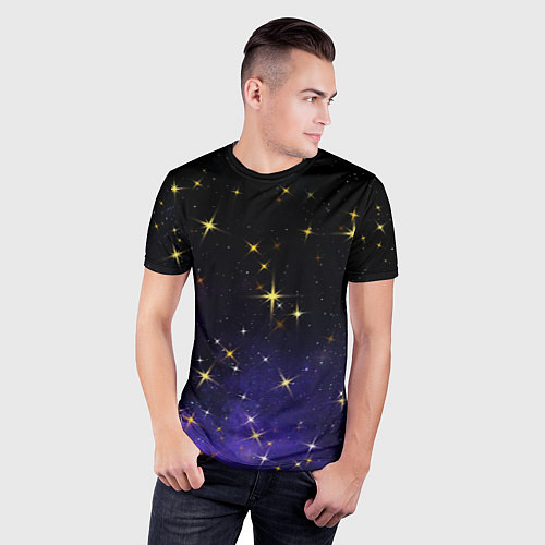 Мужская спорт-футболка Сияющие звёзды вселенной / 3D-принт – фото 3