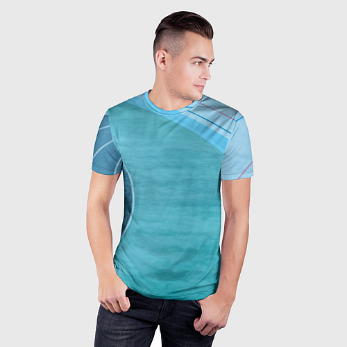 Мужская спорт-футболка Абстрактные волнообразные линии и полосы / 3D-принт – фото 3