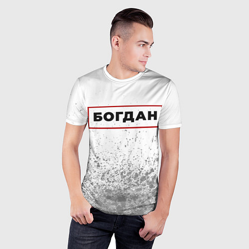 Мужская спорт-футболка Богдан - в красной рамке на светлом / 3D-принт – фото 3