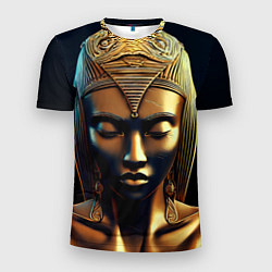 Мужская спорт-футболка Нейросеть - золотая статуя египетской царицы