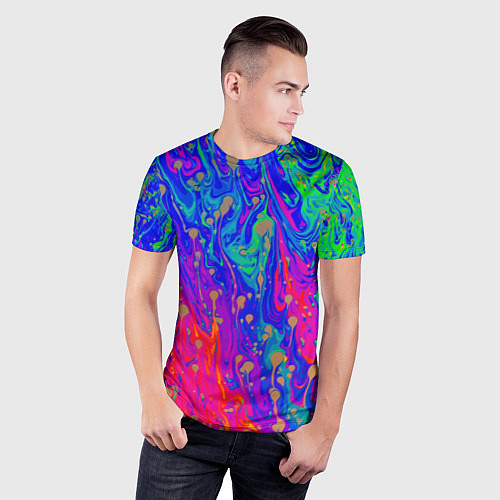Мужская спорт-футболка Разноцветная импрессивная композиция / 3D-принт – фото 3
