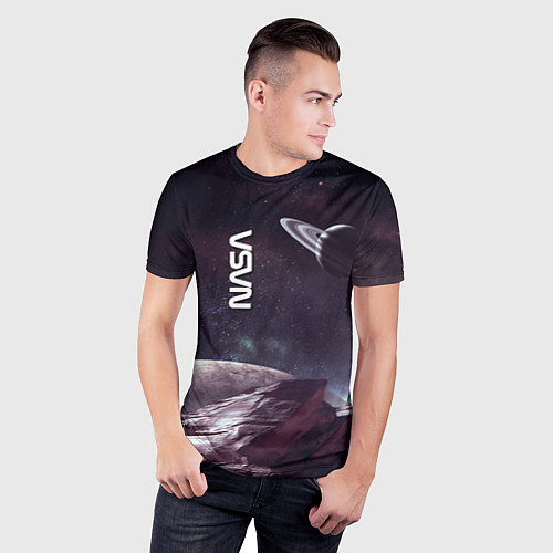 Мужская спорт-футболка Космический пейзаж - Saturn - Nasa / 3D-принт – фото 3