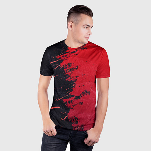 Мужская спорт-футболка Черное и красное / 3D-принт – фото 3