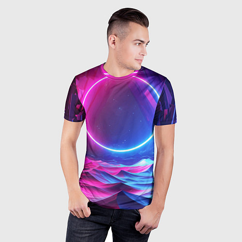 Мужская спорт-футболка Круг и разноцветные кристаллы - vaporwave / 3D-принт – фото 3