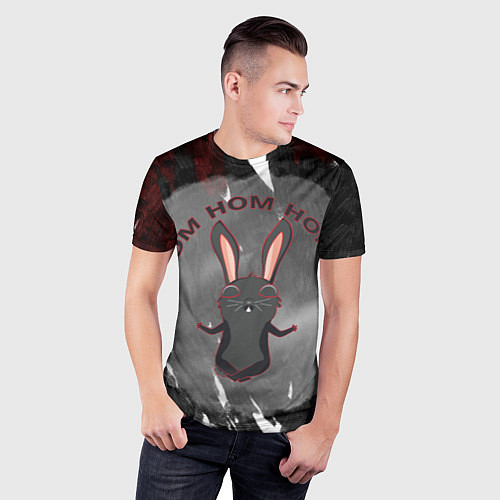 Мужская спорт-футболка Черный кролик ом ном ном / 3D-принт – фото 3
