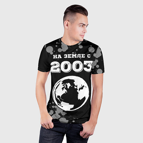 Мужская спорт-футболка На Земле с 2003: краска на темном / 3D-принт – фото 3