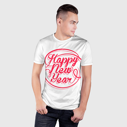 Мужская спорт-футболка Надпись счастливого нового года / 3D-принт – фото 3