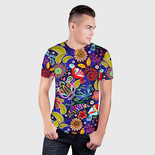 Мужская спорт-футболка Multicolored floral patterns / 3D-принт – фото 3