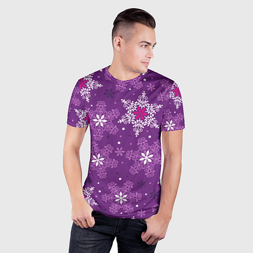 Мужская спорт-футболка Violet snow / 3D-принт – фото 3