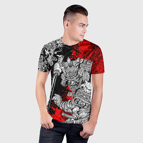 Мужская спорт-футболка Самурай и драконы / 3D-принт – фото 3