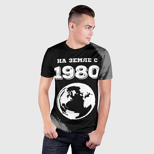 Мужская спорт-футболка На Земле с 1980: краска на темном / 3D-принт – фото 3