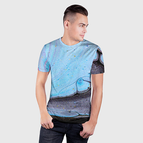 Мужская спорт-футболка Синий и тёмный песок и краски / 3D-принт – фото 3