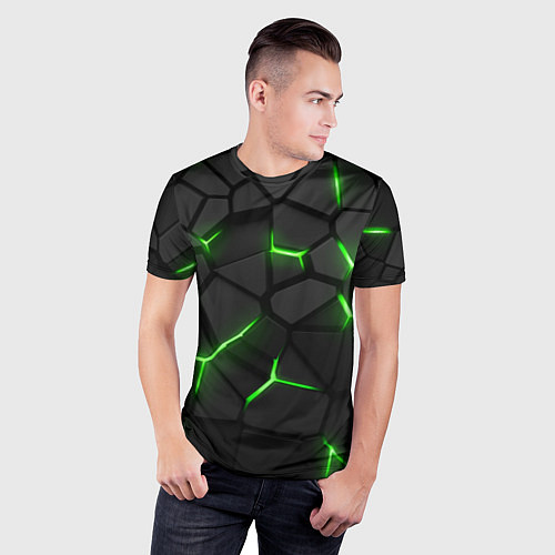 Мужская спорт-футболка Green neon steel / 3D-принт – фото 3