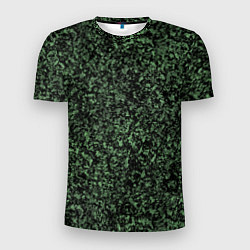 Футболка спортивная мужская Черный и зеленый камуфляжный, цвет: 3D-принт