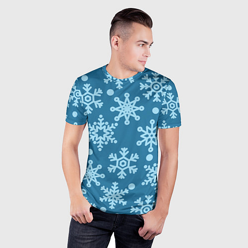 Мужская спорт-футболка Blue snow / 3D-принт – фото 3