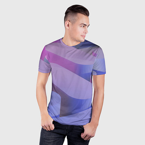 Мужская спорт-футболка Абстрактные фиолетовые прямоугольники со скругленн / 3D-принт – фото 3