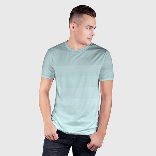 Мужская спорт-футболка Голубые горизонтальные полосы, градиент / 3D-принт – фото 3