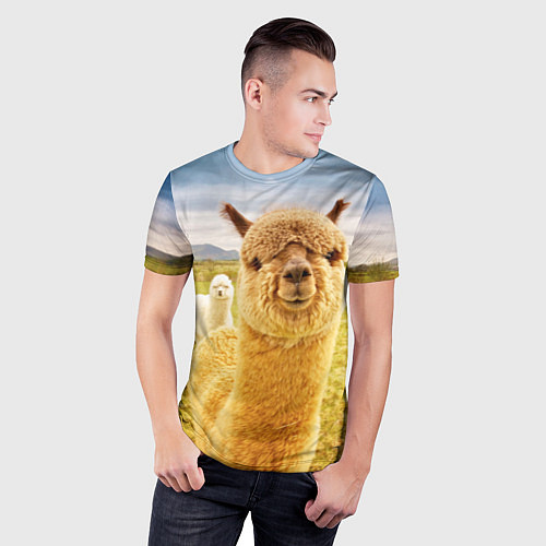 Мужская спорт-футболка Ламы - я и друг, найди меня / 3D-принт – фото 3