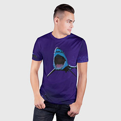 Футболка спортивная мужская Акула в синем море, цвет: 3D-принт — фото 2