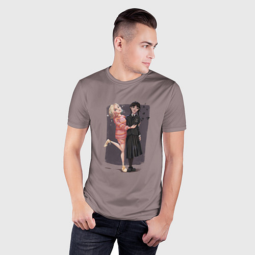 Мужская спорт-футболка Уэнсдэй и Инид / 3D-принт – фото 3